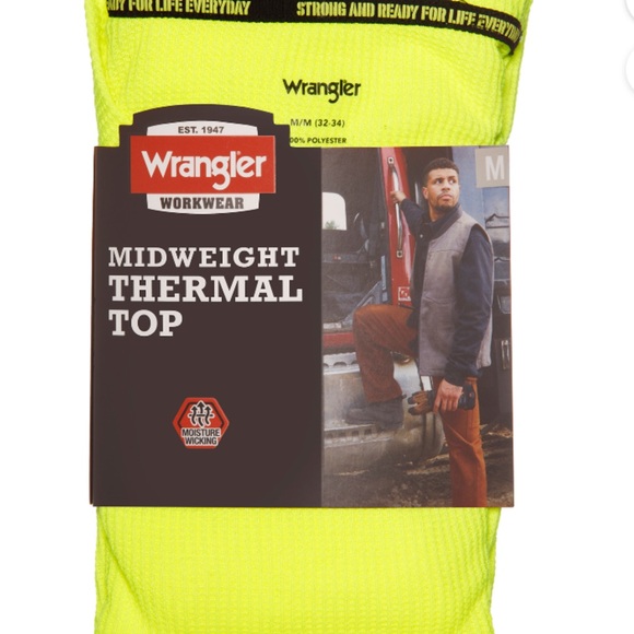 Wrangler Men’s Midweight Thermal Green Top - Picture 4 of 5